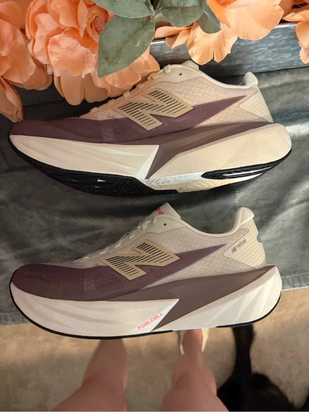 New Balance Women's Cream and Mauve FuelCell Rebel v5